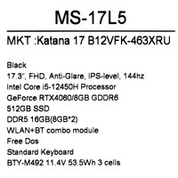 17.3" Ноутбук MSI Katana B12VFK-463XRU черный