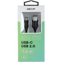 Кабель DEXP USB Type-C - USB Type-A черный 1.5 м