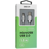 Кабель DEXP micro USB-B - USB Type-A серый 1.5 м