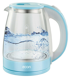 Изображение товара Электрочайник ECON ECO-1846KE голубой 1.8 л мощность 1500 Вт стекло пластик