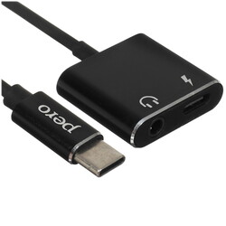 Изображение товара Кабель   Pero USB Type-C - jack 3.5 мм, USB Type-C черный