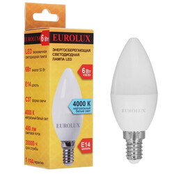 Изображение товара Лампа светодиодная Eurolux LL-E-C37-6W-230-4K-E14