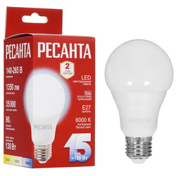 Изображение товара Лампа светодиодная Ресанта LL-R-A65-15W-230-6K-E27