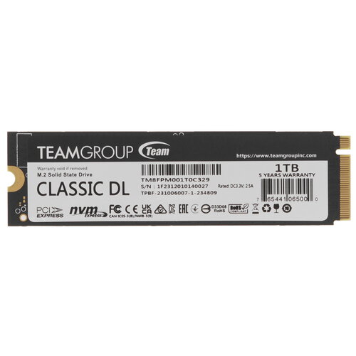 1000 ГБ M.2 NVMe накопитель TEAMGROUP T-CREATE CLASSIC DL [TM8FPM001T0C329]