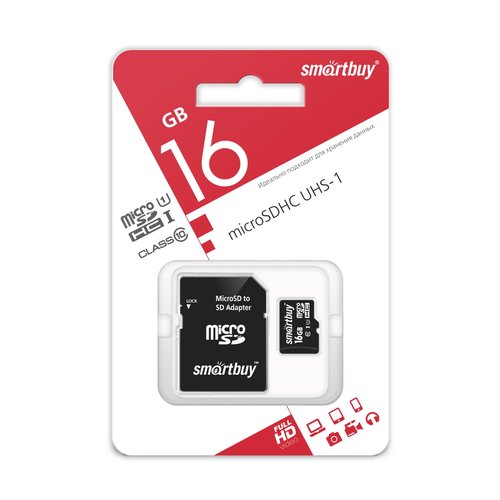 Карта памяти Smartbuy microSDHC 16 ГБ [SB16GBSDCL10-01]
