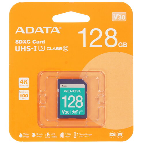 Карта памяти ADATA Premier Pro SDXC 128 ГБ [ASDX128GUI3V30S-R]
