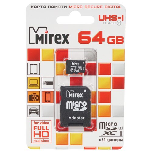 Карта памяти Mirex microSDXC 64 ГБ [13613-AD10SD64]
