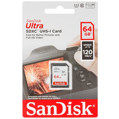 Карта памяти SanDisk Ultra SDXC 64 ГБ [SDSDUN4-064G-GN6IN]