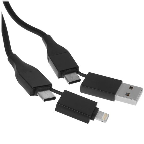 Кабель GAL Lightning 8-pin, USB Type-C - USB Type-A, USB Type-C черный