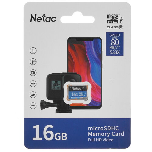 Карта памяти Netac microSDHC 16 ГБ [NT02P500STN-016G-S]