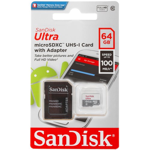 Карта памяти SanDisk Ultra microSDXC 64 ГБ [SDSQUNR-064G-GN3MA]