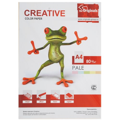 Бумага CREATIVE color голубой, желтый, зеленый, оранжевый