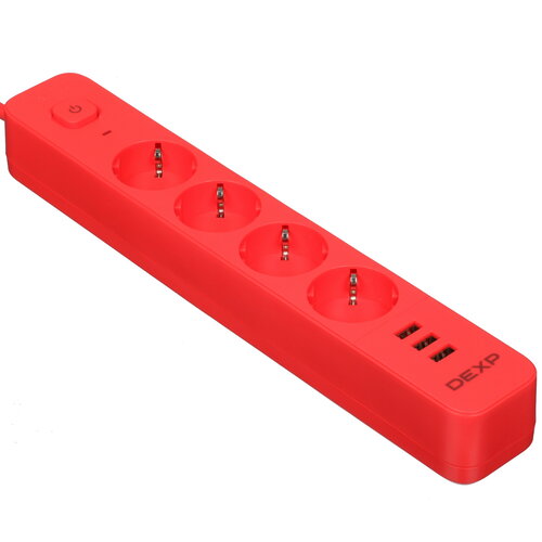 Сетевой фильтр DEXP Intensity 418WU Red красный