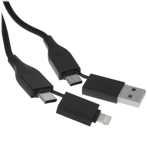 Кабель GAL Lightning 8-pin, USB Type-C - USB Type-A, USB Type-C черный 1 м