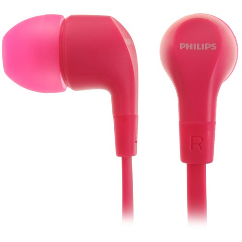 Наушники Philips TAE1105PK [вставные (затычки), закрытые, 20-20000 Гц, микрофон, каб. 1.2м, разъем 3.5мм, розовые]