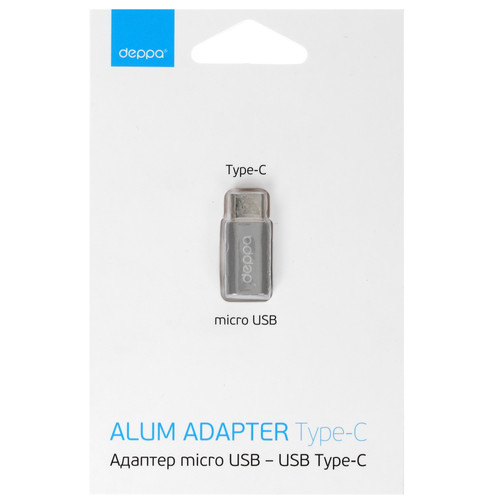 Купить Переходник Deppa micro USB-B - USB Type-C серый в интернет ...