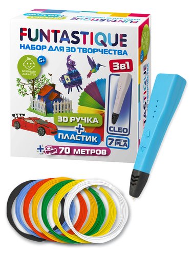 Набор для творчества с 3D-ручкой Funtastique CLEO+PLA  синий