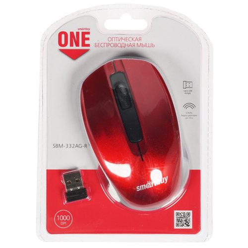 Мышь беспроводная Smartbuy ONE SBM-332AG-R  красный