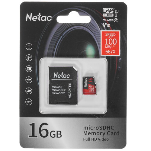 Карта памяти Netac microSDHC 16 ГБ [NT02P500PRO-016G-R]
