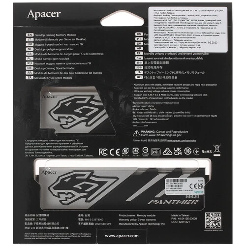 Оперативная память Apacer Panther, DDR5, 32GB (2x16GB), 5600 MHz, CL40, с радиатором, фото3