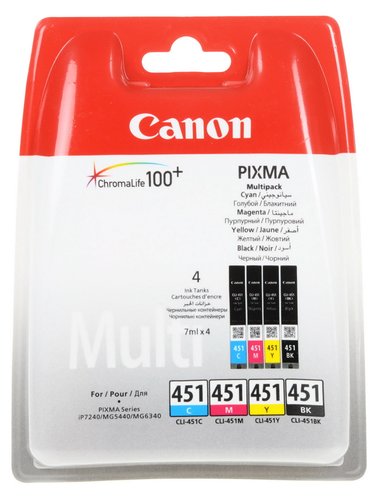 Набор картриджей Canon CLI-451 голубой, желтый, пурпурный, черный
