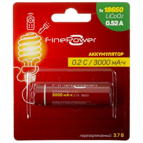 Аккумулятор FinePower 18650 3000 мА*ч