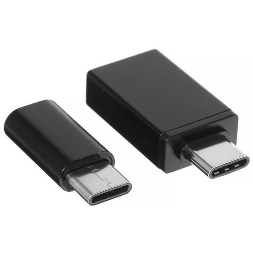 Переходник DEXP micro USB-B, USB Type-A - USB Type-C черный