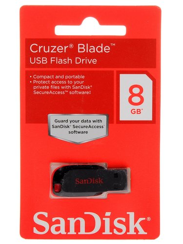 Память USB Flash SanDisk Cruzer Blade [2.0, 8 Gb, пластик, черный]