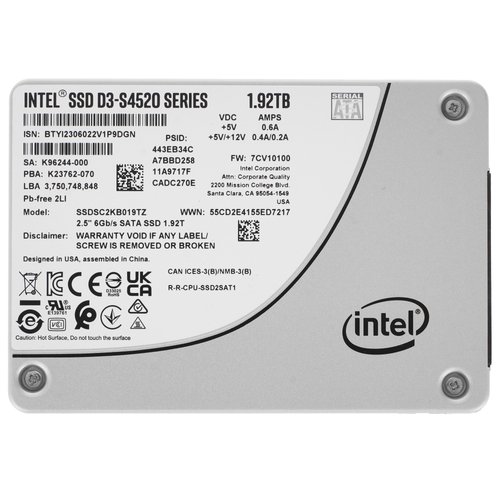 1920 ГБ Серверный SSD Intel D3-S4520 [SSDSC2KB019TZ01 99A0CP]