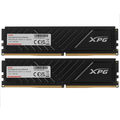 Оперативная память ADATA XPG Gammix D35, DDR4, 32GB (2x16GB), 3600 MHz, CL18, с радиатором, черный, фото2