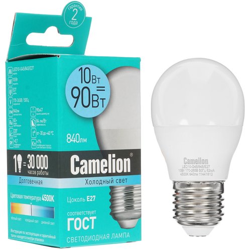 Лампа светодиодная Camelion LED E27/G45/10w/845