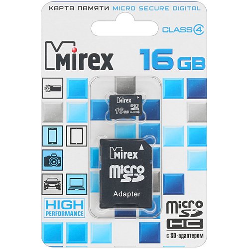 Карта памяти Mirex microSDHC 16 ГБ [13613-ADTMSD16]