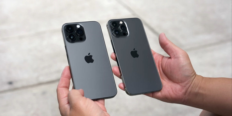 Слева iPhone 14 Pro Max / Справа iPhone 13 Pro Max