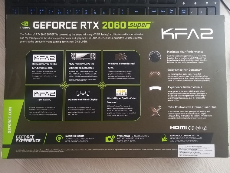 Обзор видеокарты KFA2 GeForce RTX 2060 Super (1-Click OC