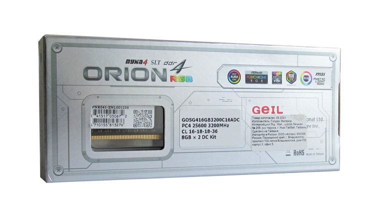 Обзор оперативной памяти GeIL Orion RGB [GOSG416GB3200C16ADC] 16