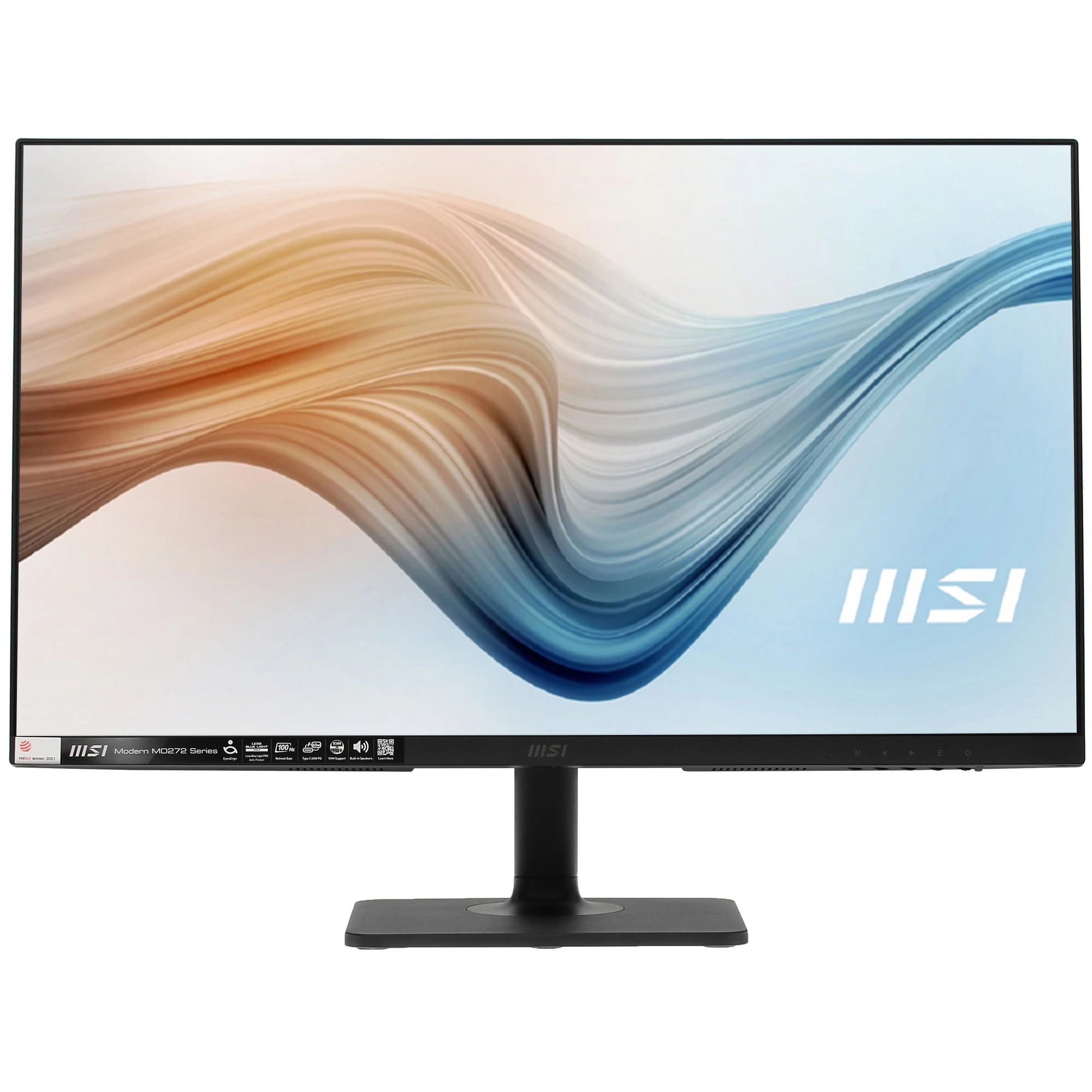 Монитор 27" MSI Modern MD272XP IPS 1920x1080, 100 Гц, 4 мс (GtG), 16:9, 300 кд/м², DisplayPort 1.2a, HDMI 1.4b, USB-C (65 Вт), встроенные динамики (2x3 Вт), Flicker Free, Low Blue Light, Adaptive-Sync, KVM-переключатель, регулировка по высоте, поворотная подставка, портретный режим, черный