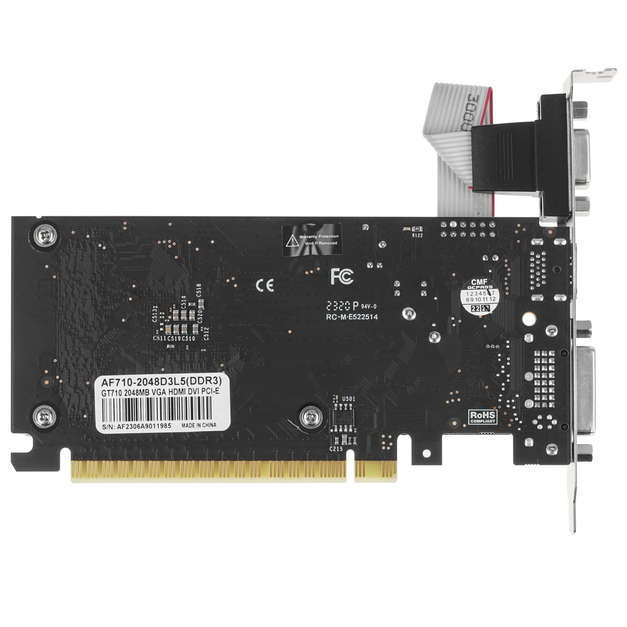 Видеокарта AFOX GeForce GT 710, 2 GB DDR3, 64 bit, HDMI, DVI-D, VGA, GPU 954 MHz, фото2