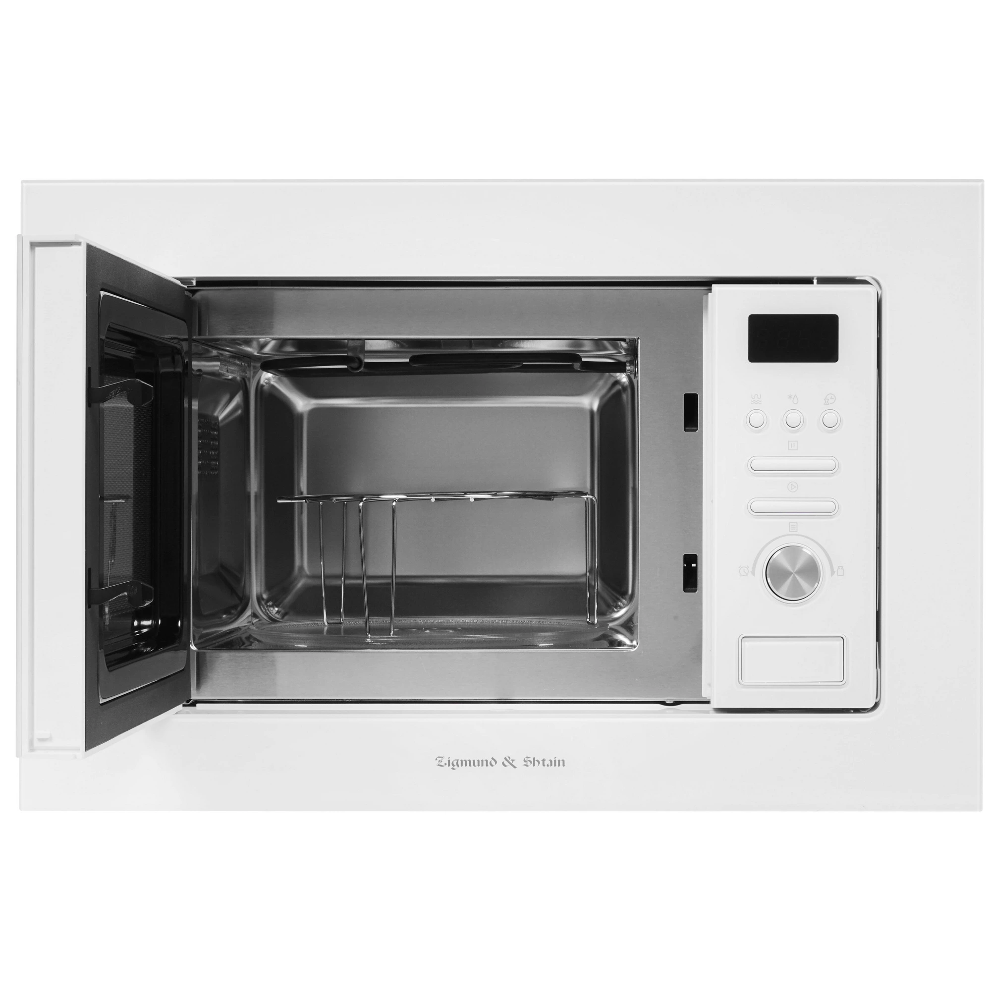 Встраиваемая микроволновая печь Zigmund & Shtain BMO 16.202 W белый, 20 л, 800 Вт, переключатели - кнопки, поворотный механизм