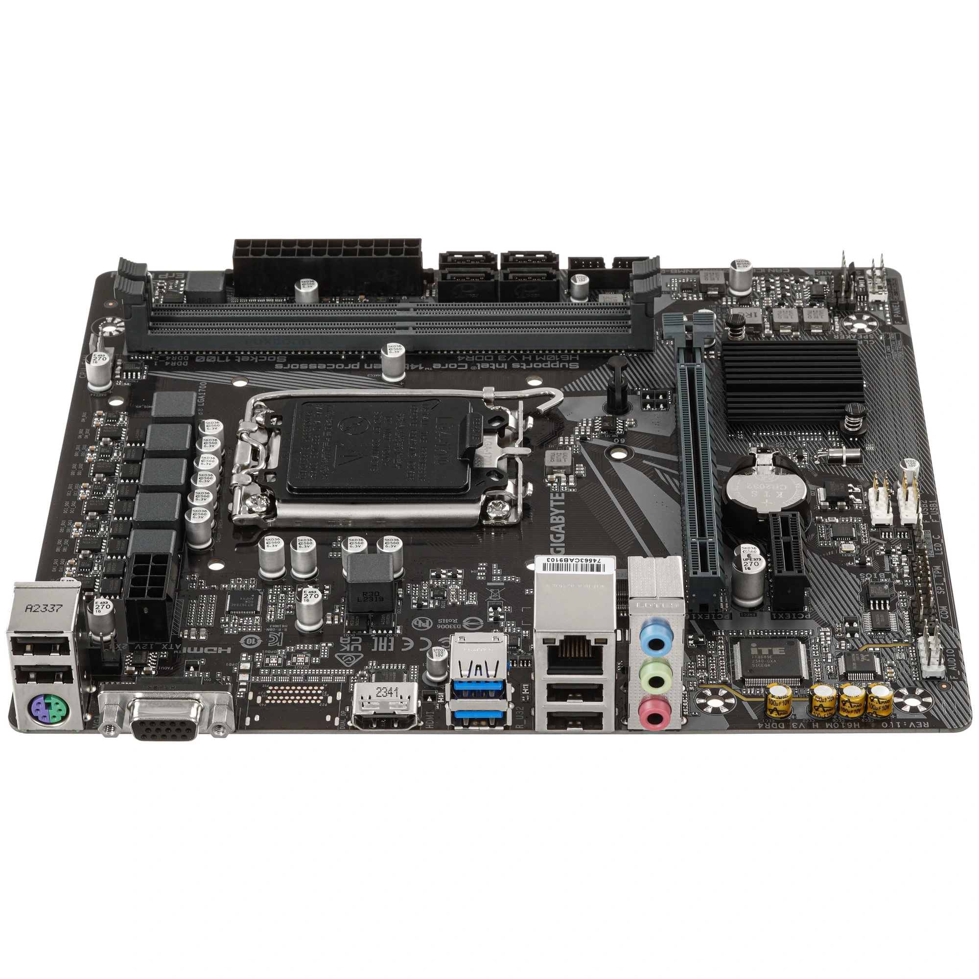Материнская плата GIGABYTE H610M H V3 DDR4, LGA1700, Intel H610, 2xDDR4, 4xSATA, 1xM.2, 1xPCIe 4.0 x16, 1xPCIe x1, HDMI, D-Sub, 1x1Gb LAN, 3x3.5 мм, 7.1, microATX, фото4