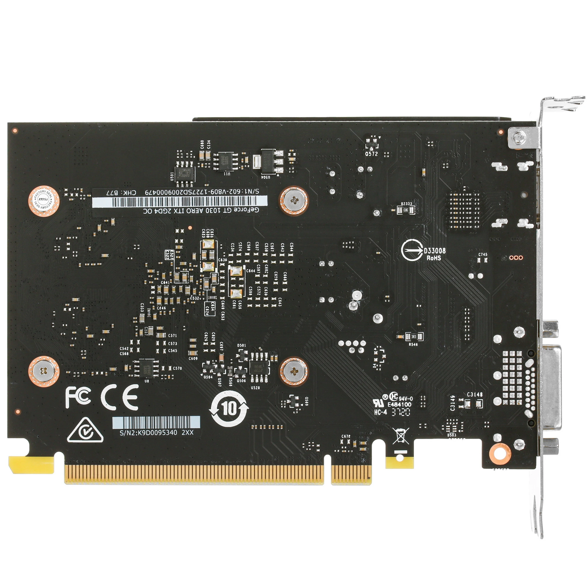 Видеокарта MSI GeForce GT 1030 AERO ITX 2GD4 OC, 2 GB GDDR4, 64 bit, HDMI, DVI-D, GPU 1265 MHz, фото2