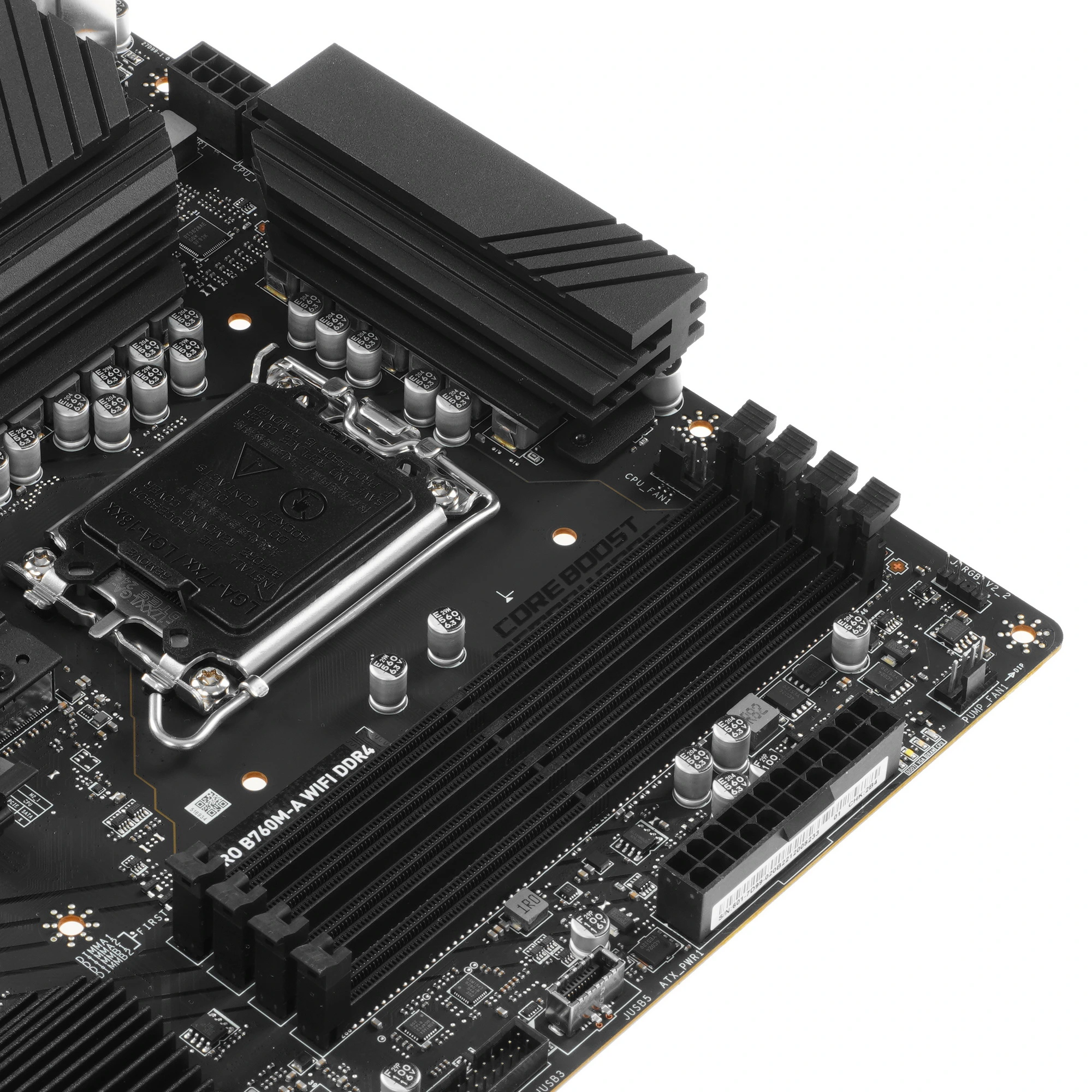 Материнская плата MSI PRO B760M-A WIFI DDR4, LGA1700, Intel B760, 4xDDR4, 4xSATA, 2xM.2, 2xPCIe x16, 1xPCIe x1, DisplayPort, HDMI, 1x2.5Gb LAN, 3x3.5 мм, 7.1, microATX, фото4