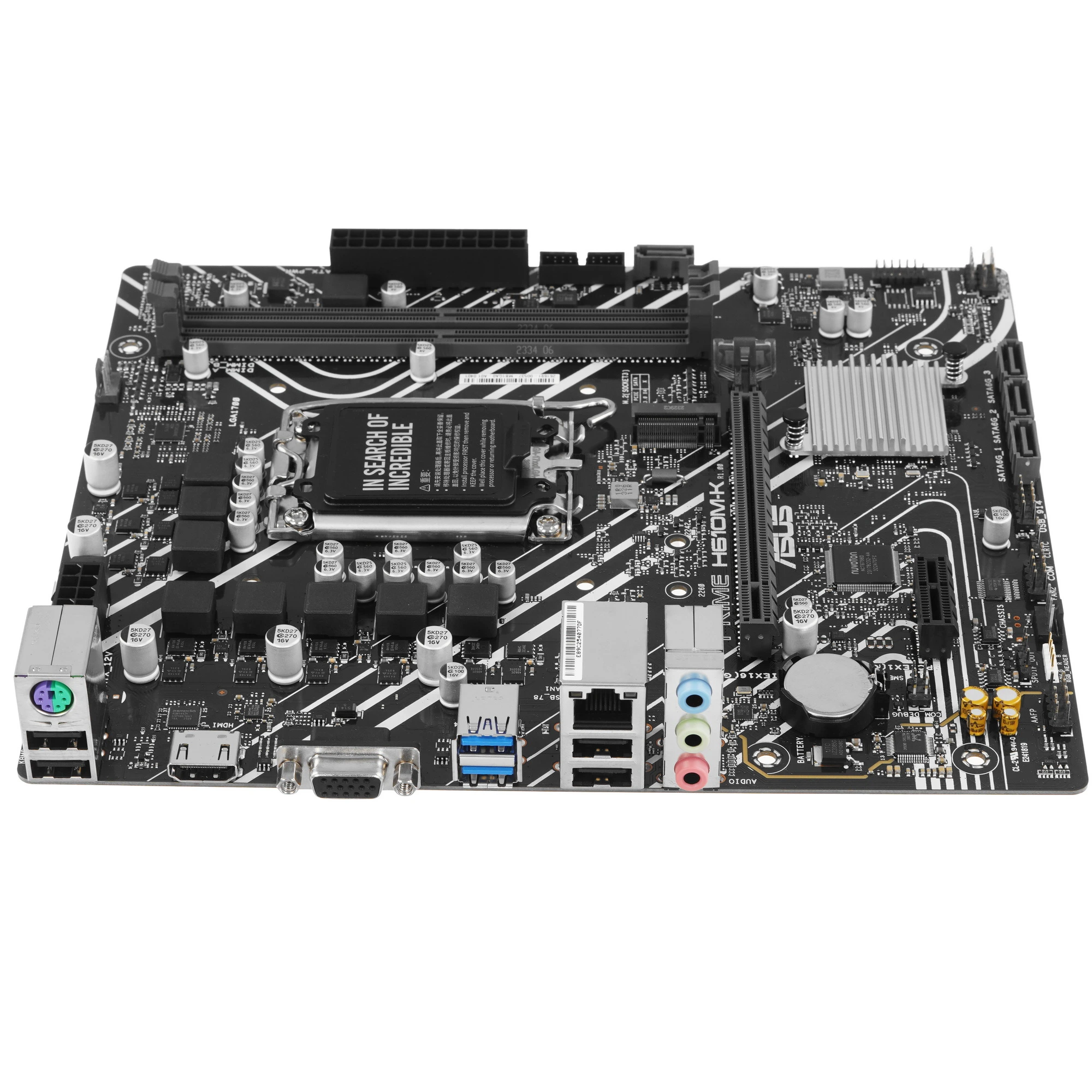 Материнская плата ASUS PRIME H610M-K, LGA 1700, Intel H610, 2xDDR5, 4xSATA, 1xM.2, 1xPCIe 4.0 x16, 1x1Gb LAN, 2xUSB-A 3.2 Gen 1, 4xUSB-A 2.0, 1xHDMI, 1xVGA, 3x3.5 мм, 1xRS-232, 7.1, mATX, фото3