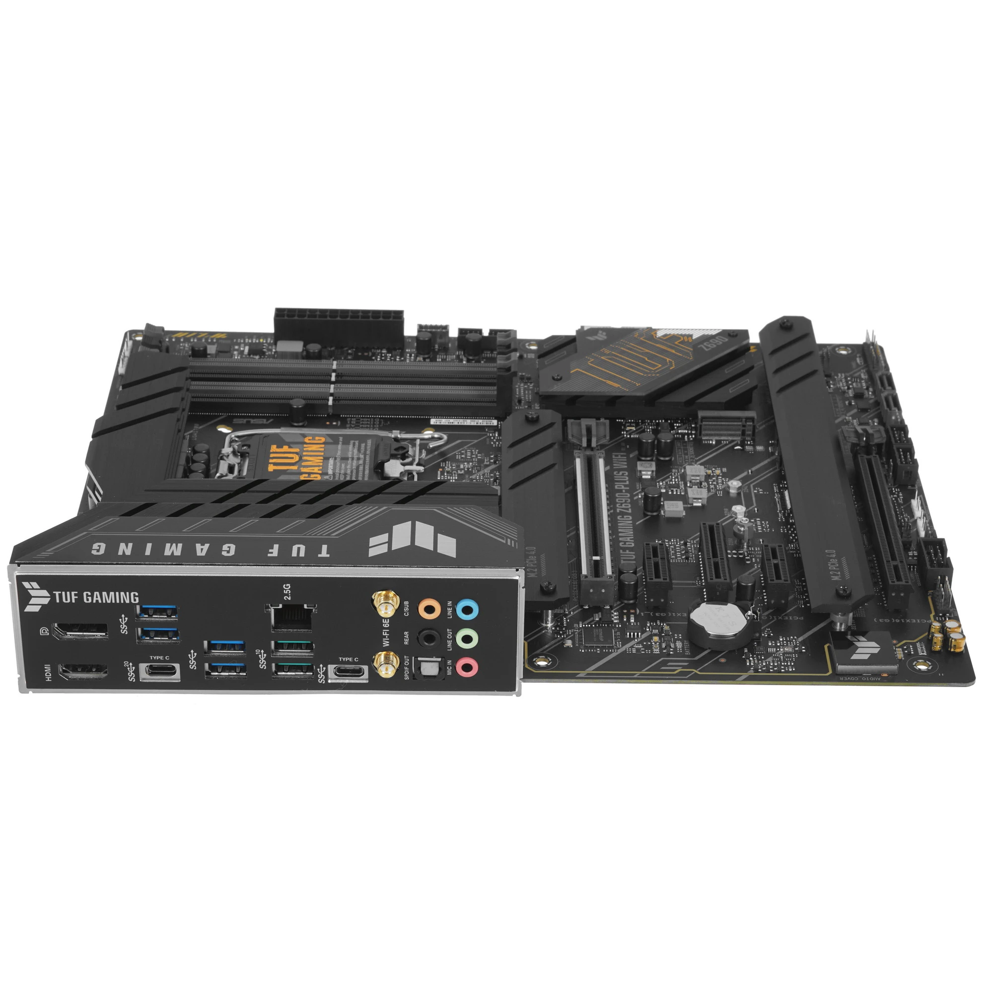 Материнская плата ASUS TUF GAMING Z690-PLUS WIFI, LGA1700, Intel Z690, 4xDDR5, 4xSATA, 4xM.2, 1xPCIe 5.0 x16, 1xPCIe 3.0 x4, 2xPCIe 3.0 x1, 1xDP, 1xHDMI, 1x2.5Gb LAN, Wi-Fi 6E, Bluetooth 5.2, 1xUSB-C 20Gbps, 1xUSB-C 5Gbps, 2xUSB-A 10Gbps, 4xUSB-A 5Gbps, 5x3.5 мм, 7.1, ATX, фото3