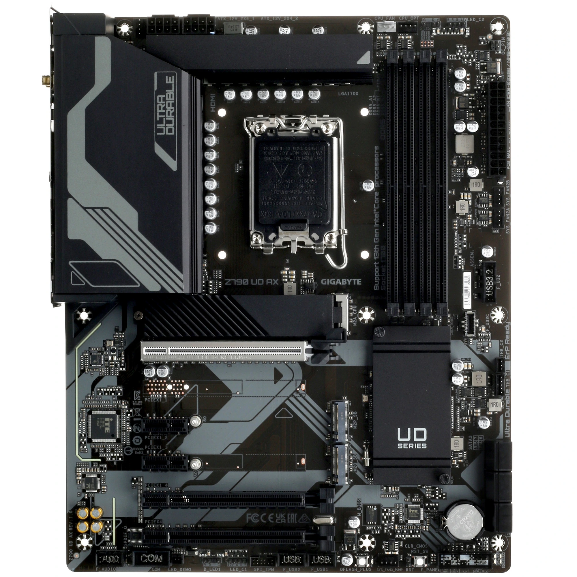 Материнская плата GIGABYTE Z790 UD AX, LGA1700, Intel Z790, 4xDDR5, 6xSATA, 3xM.2, 1xPCIe 5.0 x16, DisplayPort, HDMI, 1x2.5Gb LAN, USB Type-C, 3x3.5 мм, 7.1, ATX, фото2