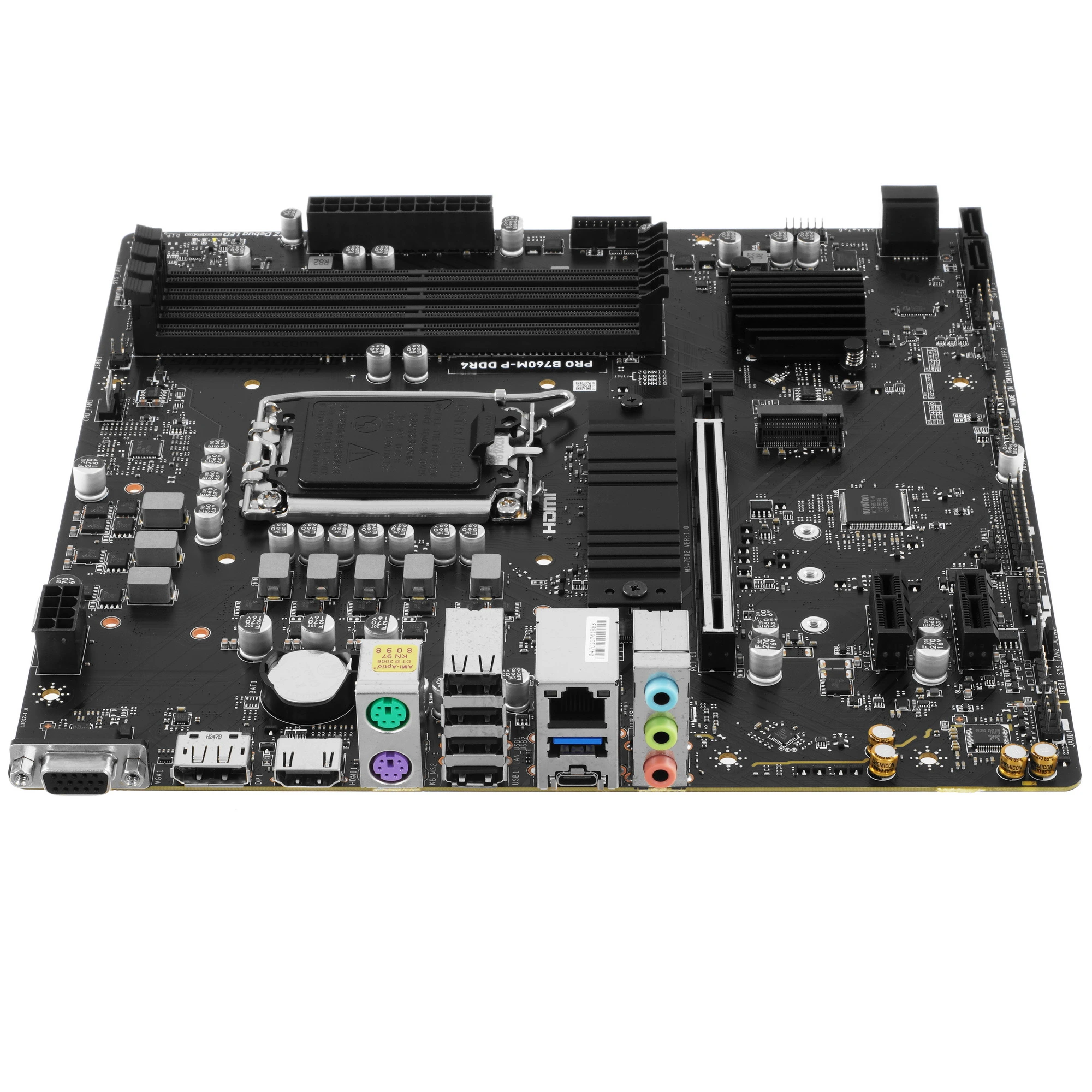 Материнская плата MSI PRO B760M-P DDR4, LGA1700, Intel B760, 4xDDR4, 4xSATA, 2xM.2, 1xPCIe 4.0 x16, 2xPCIe x1, DisplayPort, HDMI, D-Sub, 1x1Gb LAN, USB Type-C, 3x3.5 мм, 7.1, microATX, фото3