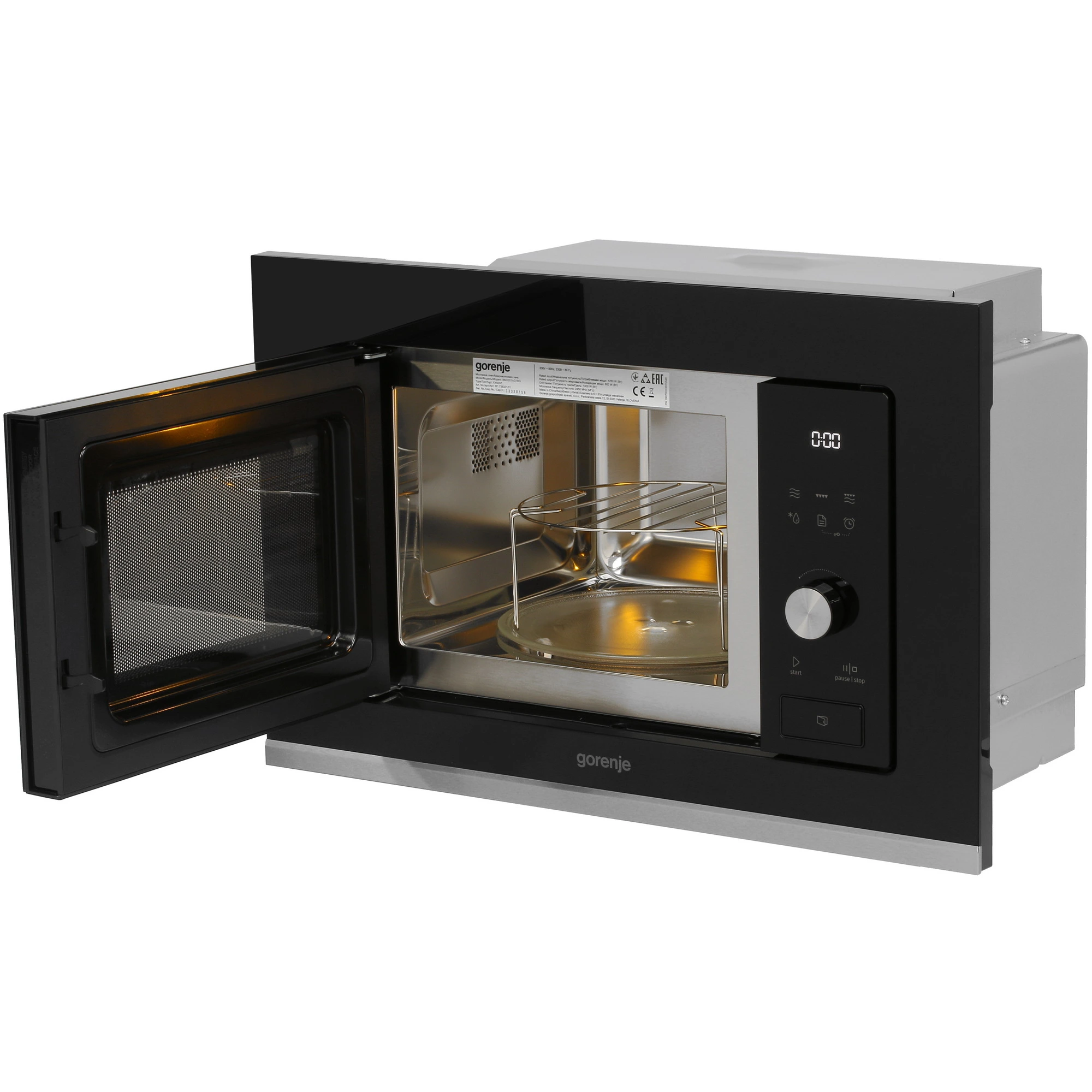 Встраиваемая микроволновая печь GORENJE BMX201AG1BG черный/серебристый, 20 л, 800 Вт, переключатели - сенсор, поворотный механизм, фото10